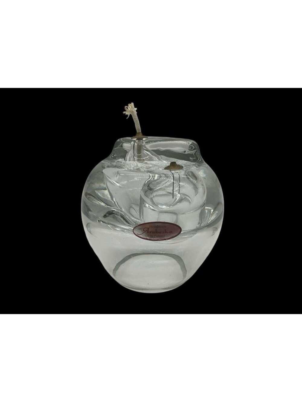 Handblown  Glass Oil Lamp Double Wick Orb Candle, Made in Poland